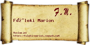 Füleki Marion névjegykártya